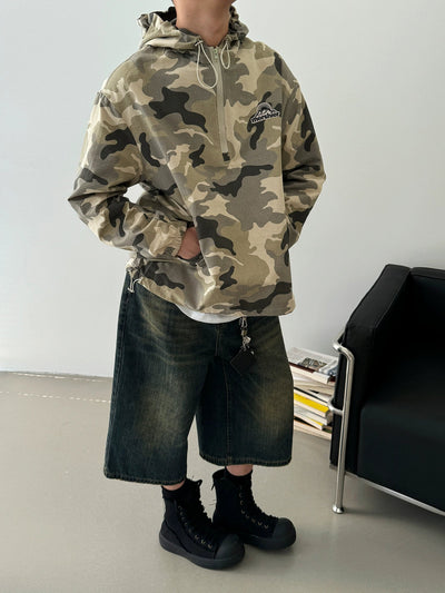 Nine Camo Hooded Half-Zip-korean-fashion-Half-Zip-Nine's Closet-OH Garments