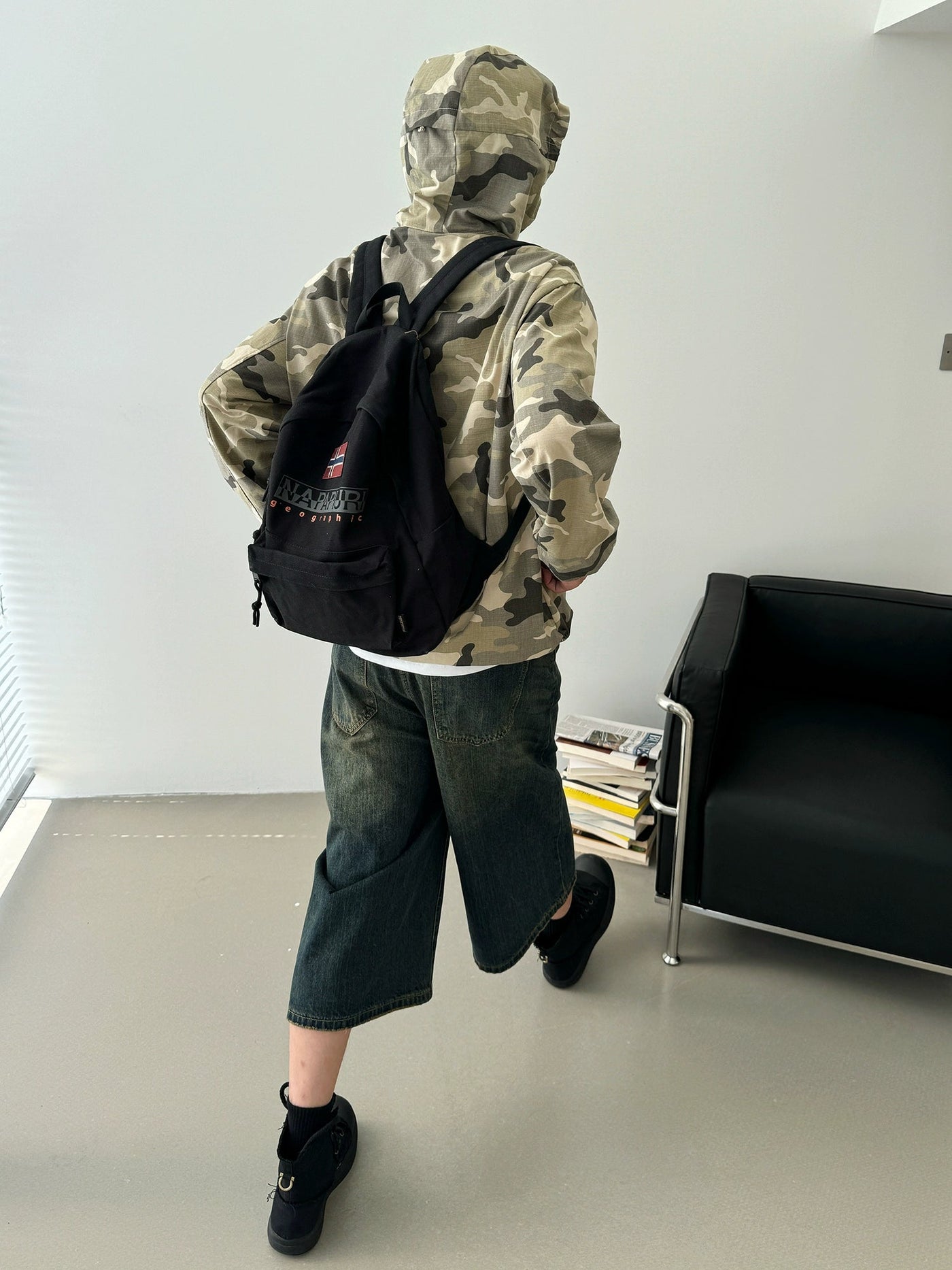 Nine Camo Hooded Half-Zip-korean-fashion-Half-Zip-Nine's Closet-OH Garments