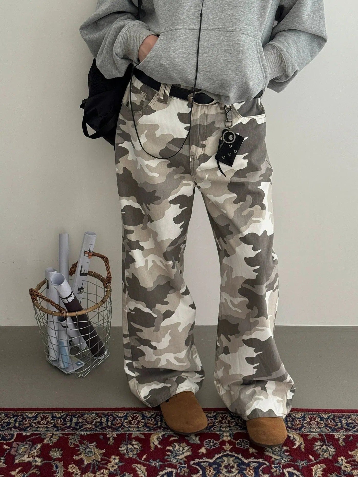 Nine Camo Print Straight Leg Cargo Pants-korean-fashion-Pants-Nine's Closet-OH Garments