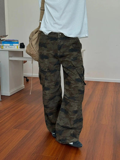 Nine Camouflage Mutli-Pockets Cargo Pants-korean-fashion-Pants-Nine's Closet-OH Garments