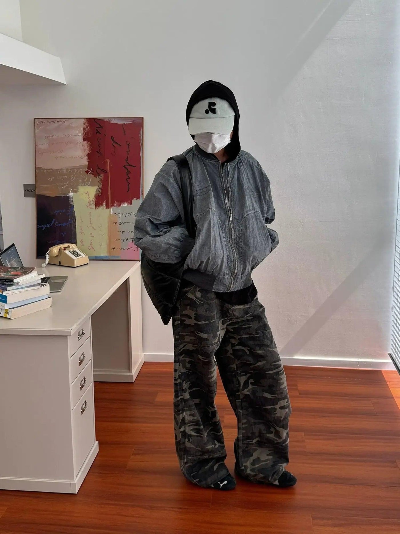 Nine Camouflage Pattern Loose Jeans-korean-fashion-Jeans-Nine's Closet-OH Garments