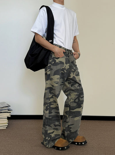 Nine Camouflage Style Detail Jeans-korean-fashion-Jeans-Nine's Closet-OH Garments