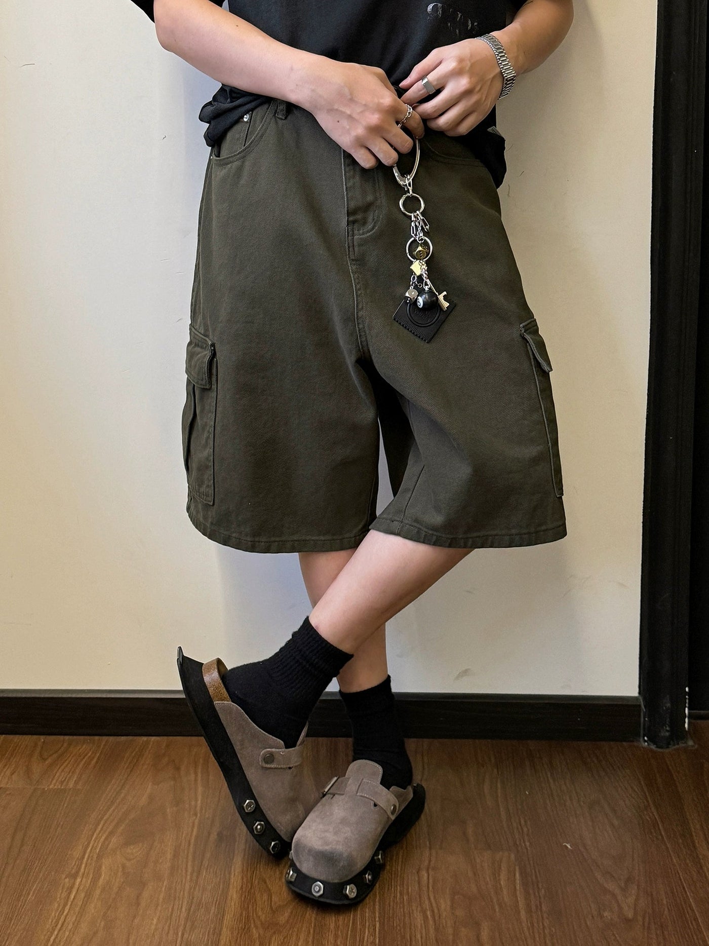 Nine Cargo Style Denim Shorts-korean-fashion-Shorts-Nine's Closet-OH Garments