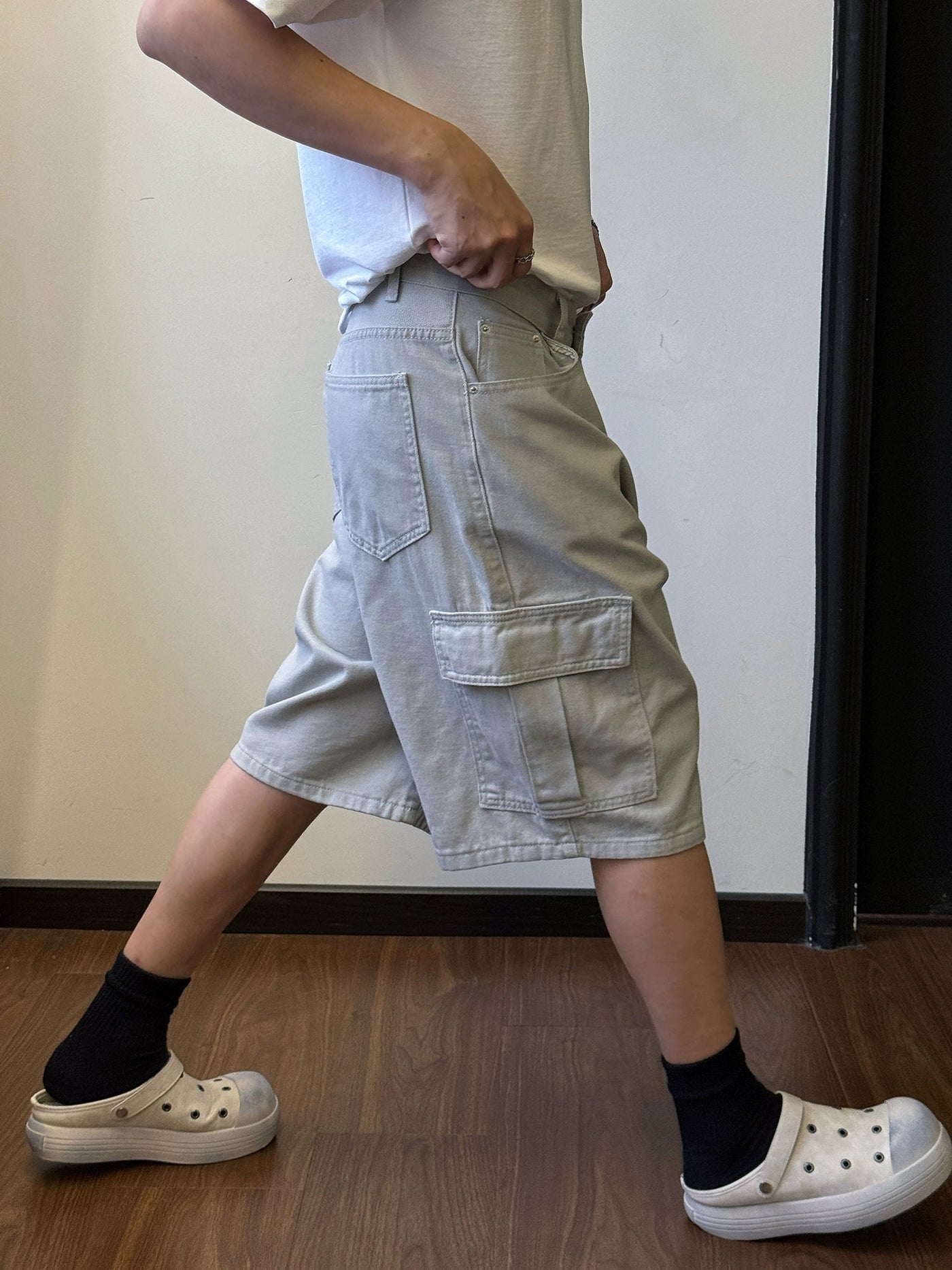 Nine Cargo Style Denim Shorts-korean-fashion-Shorts-Nine's Closet-OH Garments