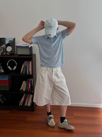 Nine Casual Four-Buttoned Polo-korean-fashion-Polo-Nine's Closet-OH Garments