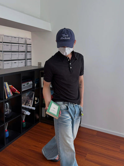 Nine Casual Four-Buttoned Polo-korean-fashion-Polo-Nine's Closet-OH Garments