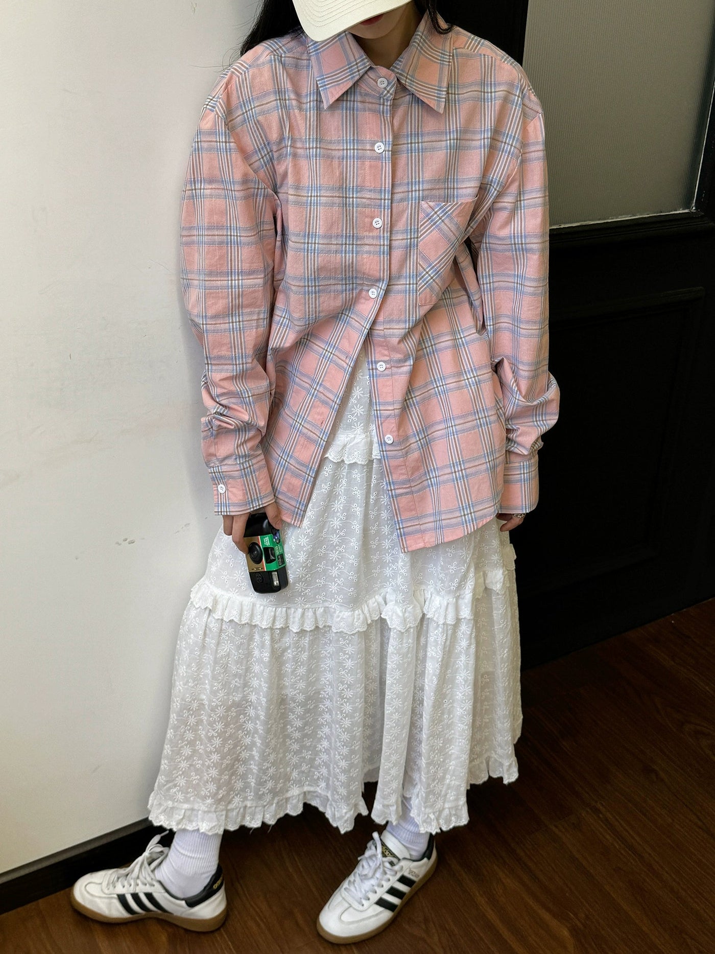 Nine Casual Front Pocket Plaid Shirt-korean-fashion-Shirt-Nine's Closet-OH Garments