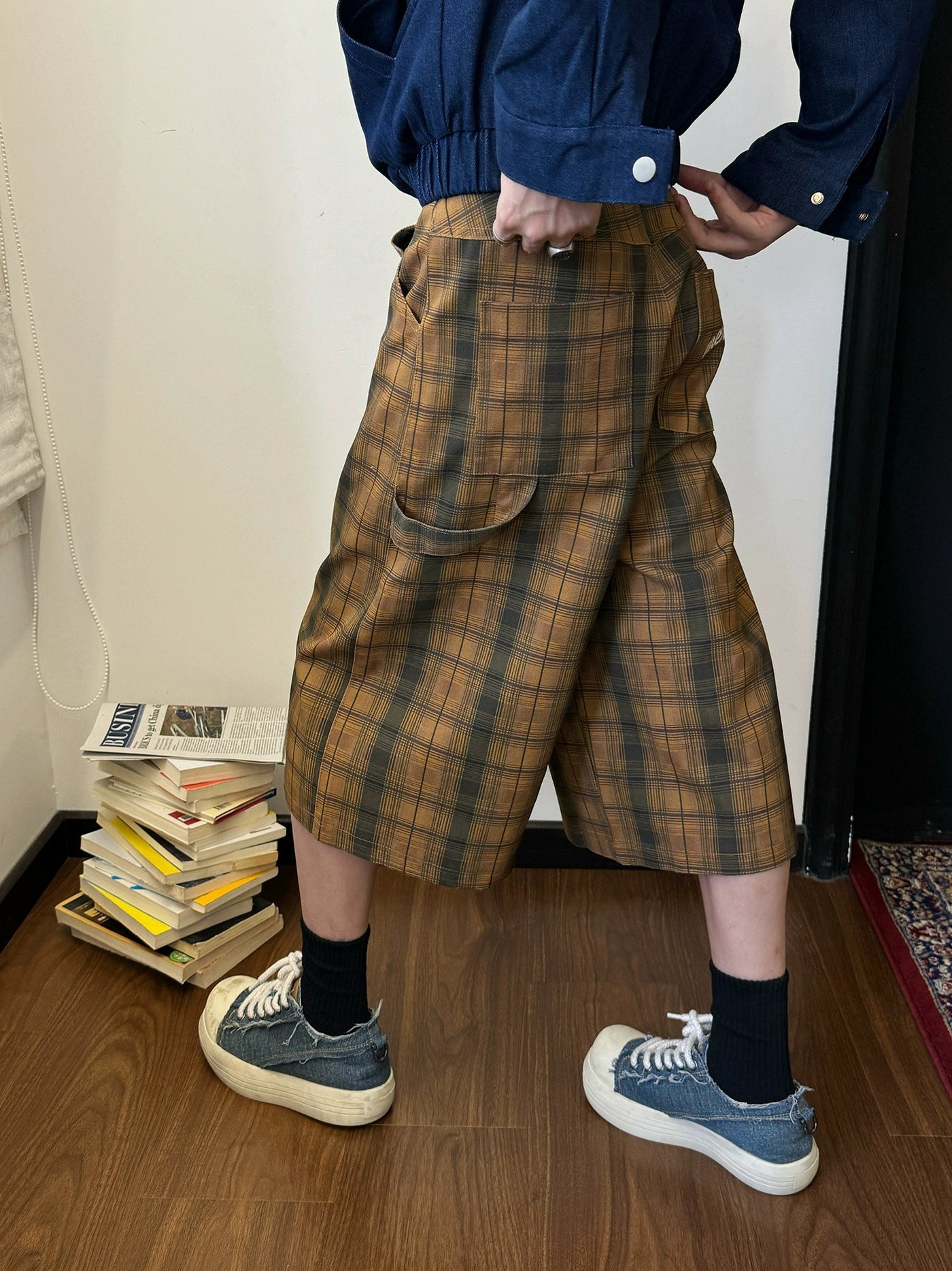 Nine Casual Plaid Loose Shorts-korean-fashion-Shorts-Nine's Closet-OH Garments