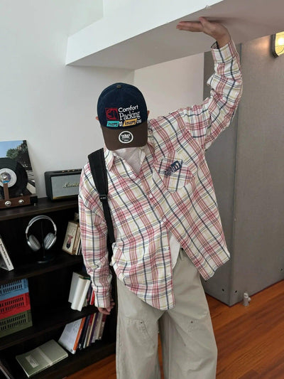 Nine Casual Plaid Pattern Shirt-korean-fashion-Shirt-Nine's Closet-OH Garments