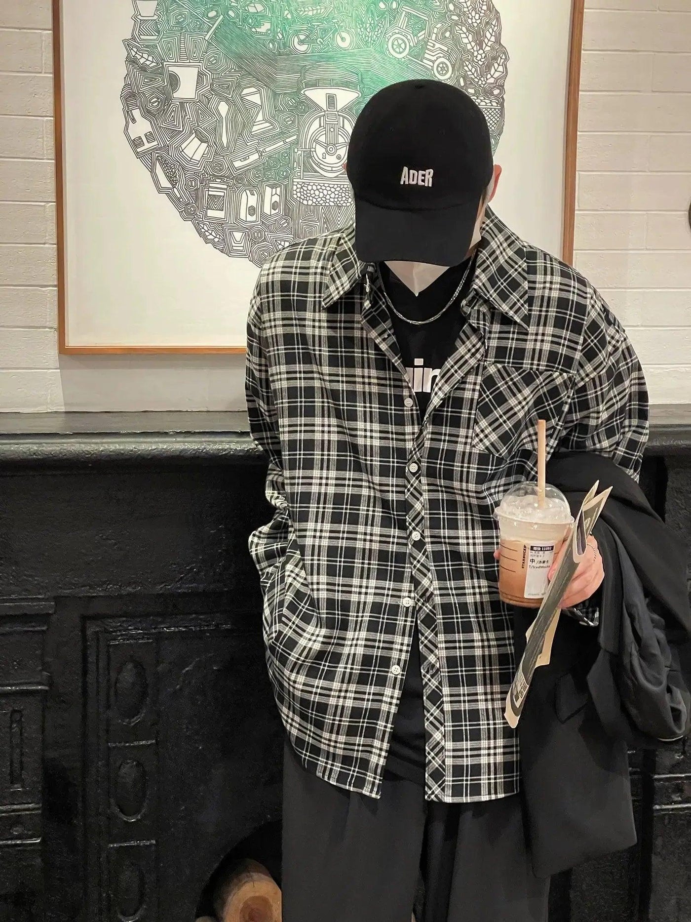 Nine Casual Plaid Pattern Shirt-korean-fashion-Shirt-Nine's Closet-OH Garments