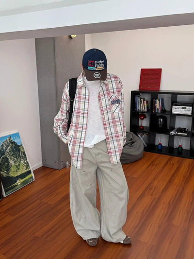 Nine Casual Plaid Pattern Shirt-korean-fashion-Shirt-Nine's Closet-OH Garments