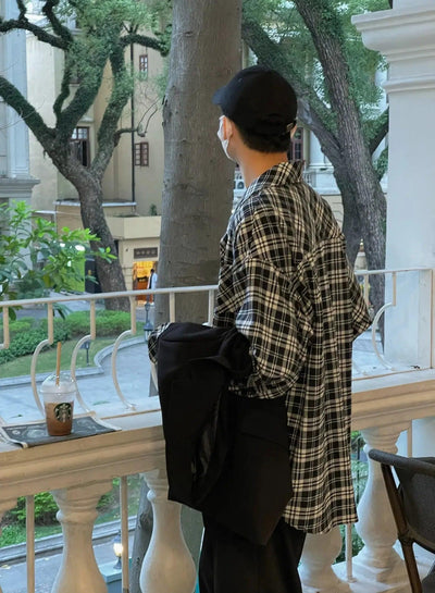 Nine Casual Plaid Pattern Shirt-korean-fashion-Shirt-Nine's Closet-OH Garments
