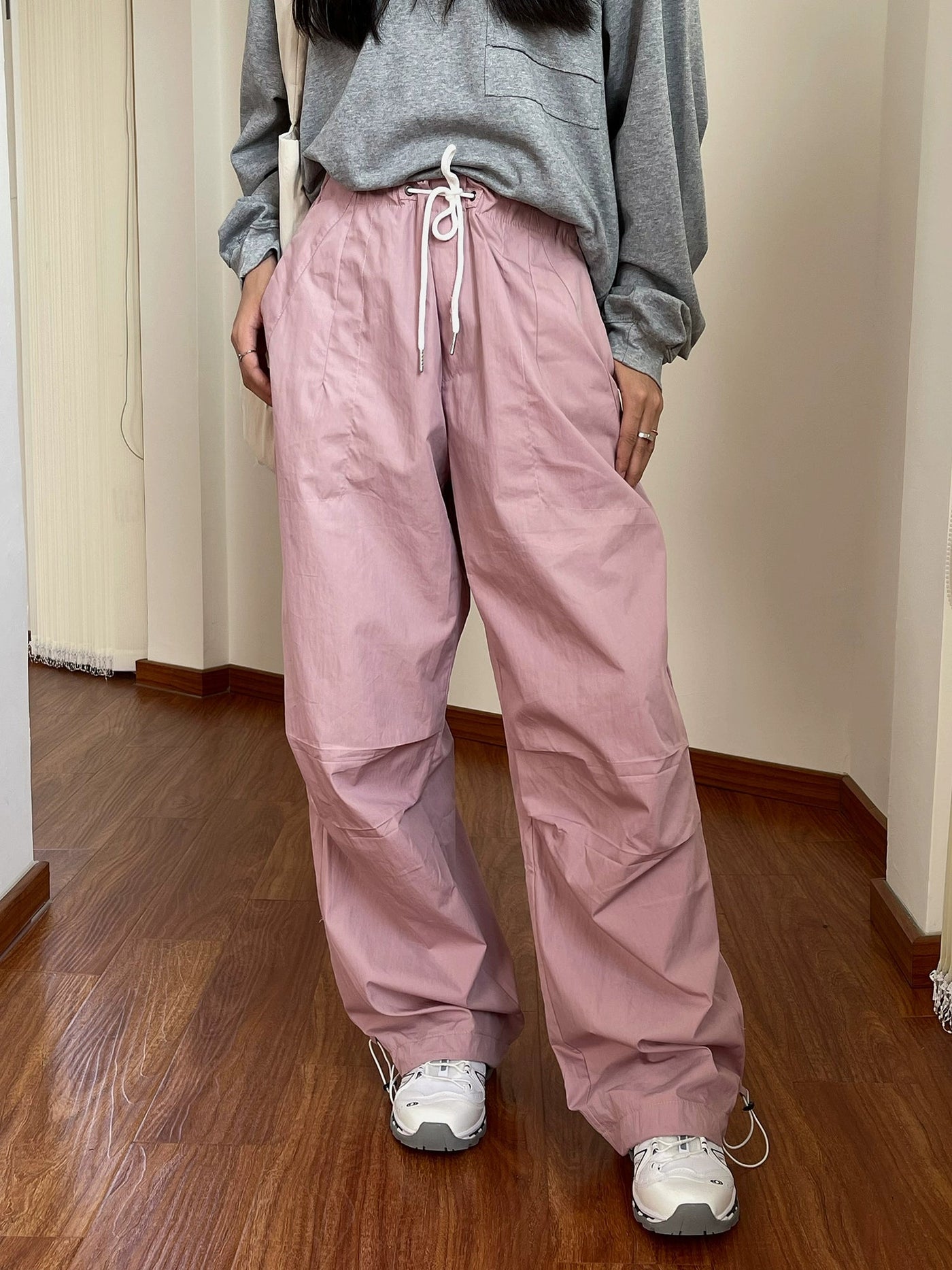 Nine Casual Wide Leg Track Pants-korean-fashion-Pants-Nine's Closet-OH Garments