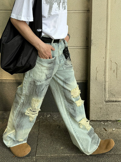 Nine Charcoal Patch Pocket Ripped Jeans-korean-fashion-Jeans-Nine's Closet-OH Garments