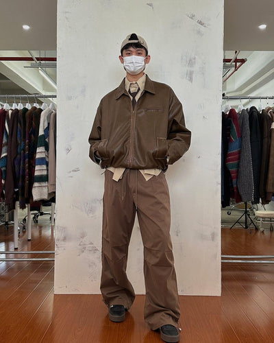 Nine Classic Contrast Stitiched Faux Leather Jacket-korean-fashion-Jacket-Nine's Closet-OH Garments