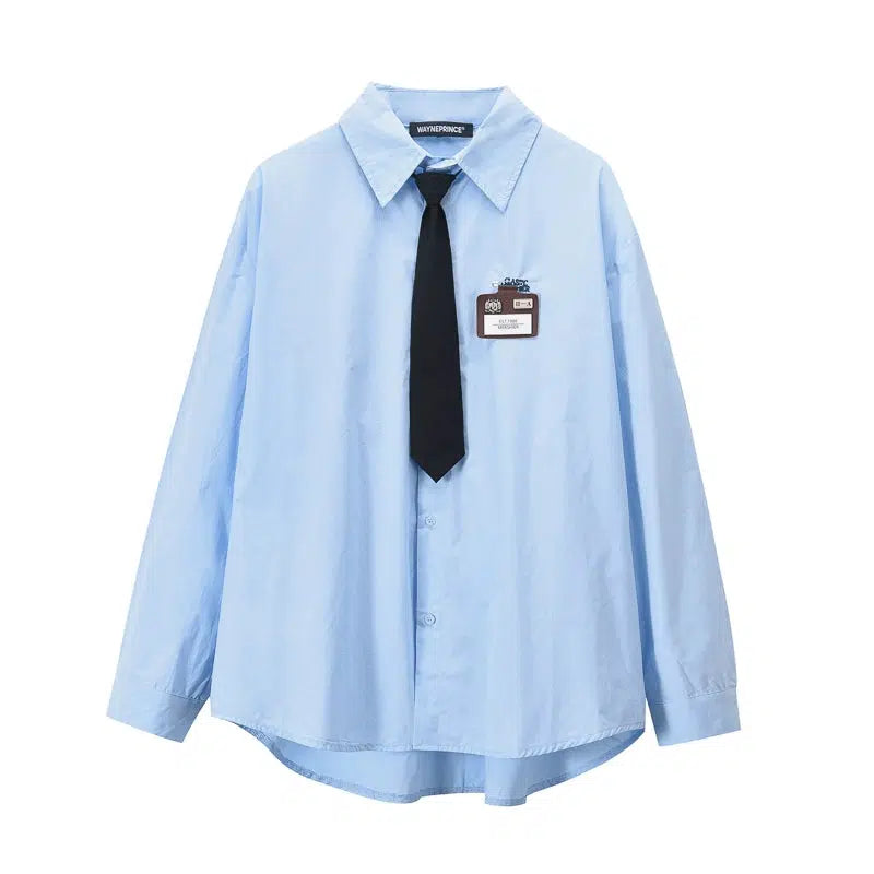 Nine Classic Mershier Stitch Neck Tie Shirt-korean-fashion-Shirt-Nine's Closet-OH Garments