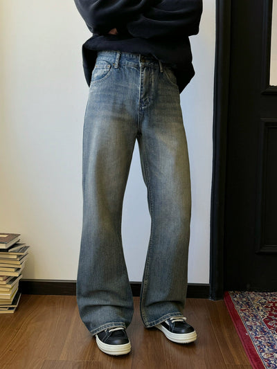Nine Clean Fit Washed Bootcut Jeans-korean-fashion-Jeans-Nine's Closet-OH Garments