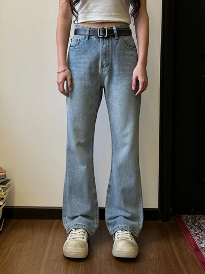 Nine Clean Fit Washed Flared Jeans-korean-fashion-Jeans-Nine's Closet-OH Garments