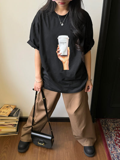 Nine Coffee Cup Graphic T-Shirt-korean-fashion-T-Shirt-Nine's Closet-OH Garments