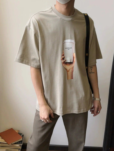 Nine Coffee Cup Graphic T-Shirt-korean-fashion-T-Shirt-Nine's Closet-OH Garments