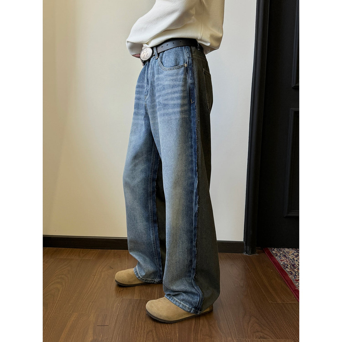 Nine Color Block Paris Style Jeans-korean-fashion-Jeans-Nine's Closet-OH Garments