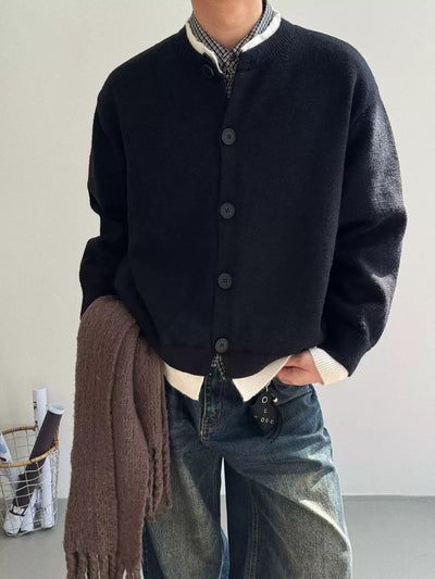 Nine Contrast Layer Knit Cardigan-korean-fashion-Cardigan-Nine's Closet-OH Garments