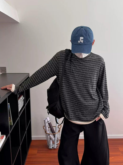 Nine Cozy Stripes T-Shirt-korean-fashion-T-Shirt-Nine's Closet-OH Garments