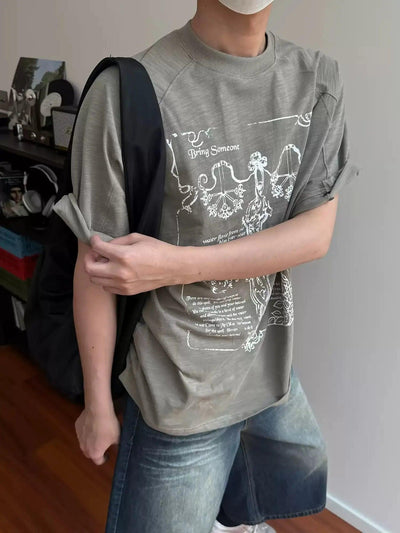 Nine Cross Graphic T-Shirt-korean-fashion-T-Shirt-Nine's Closet-OH Garments