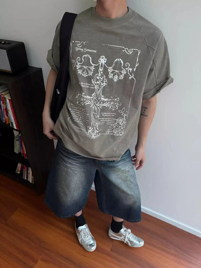 Nine Cross Graphic T-Shirt-korean-fashion-T-Shirt-Nine's Closet-OH Garments