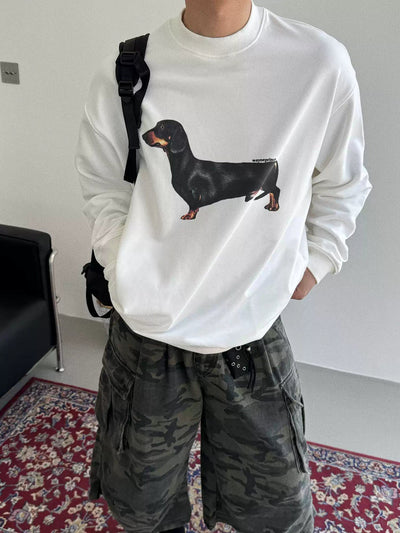 Nine Dachshund Dog Graphic Mockneck-korean-fashion-Mockneck-Nine's Closet-OH Garments