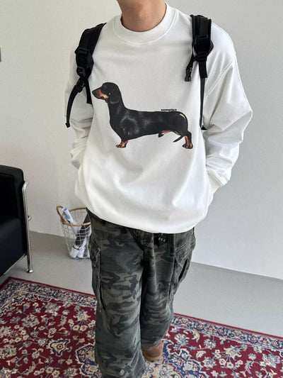 Nine Dachshund Dog Graphic Mockneck-korean-fashion-Mockneck-Nine's Closet-OH Garments