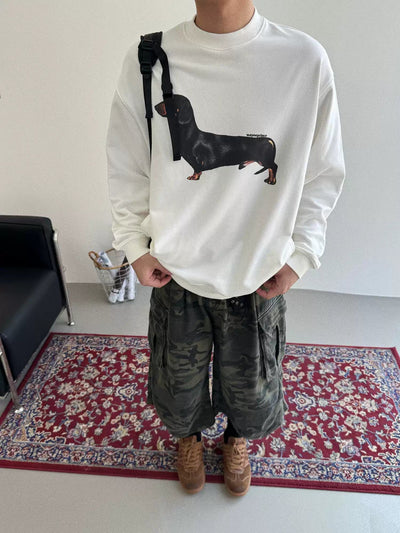 Nine Dachshund Dog Graphic Mockneck-korean-fashion-Mockneck-Nine's Closet-OH Garments