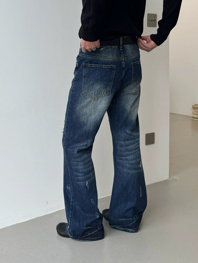 Nine Distressed and Splatters Workwear Jeans-korean-fashion-Jeans-Nine's Closet-OH Garments