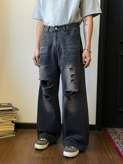 Nine Distressed Raw Cut Jeans-korean-fashion-Jeans-Nine's Closet-OH Garments