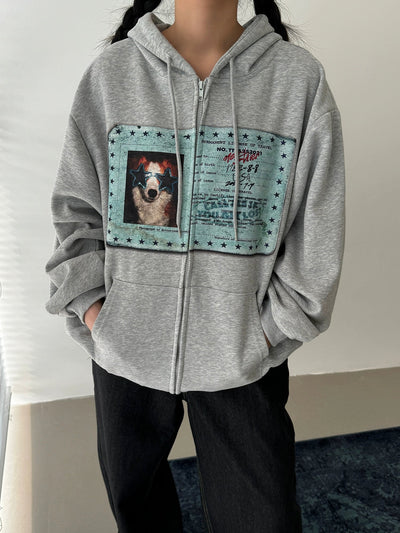 Nine Dog Document Graphic Hoodie-korean-fashion-Hoodie-Nine's Closet-OH Garments