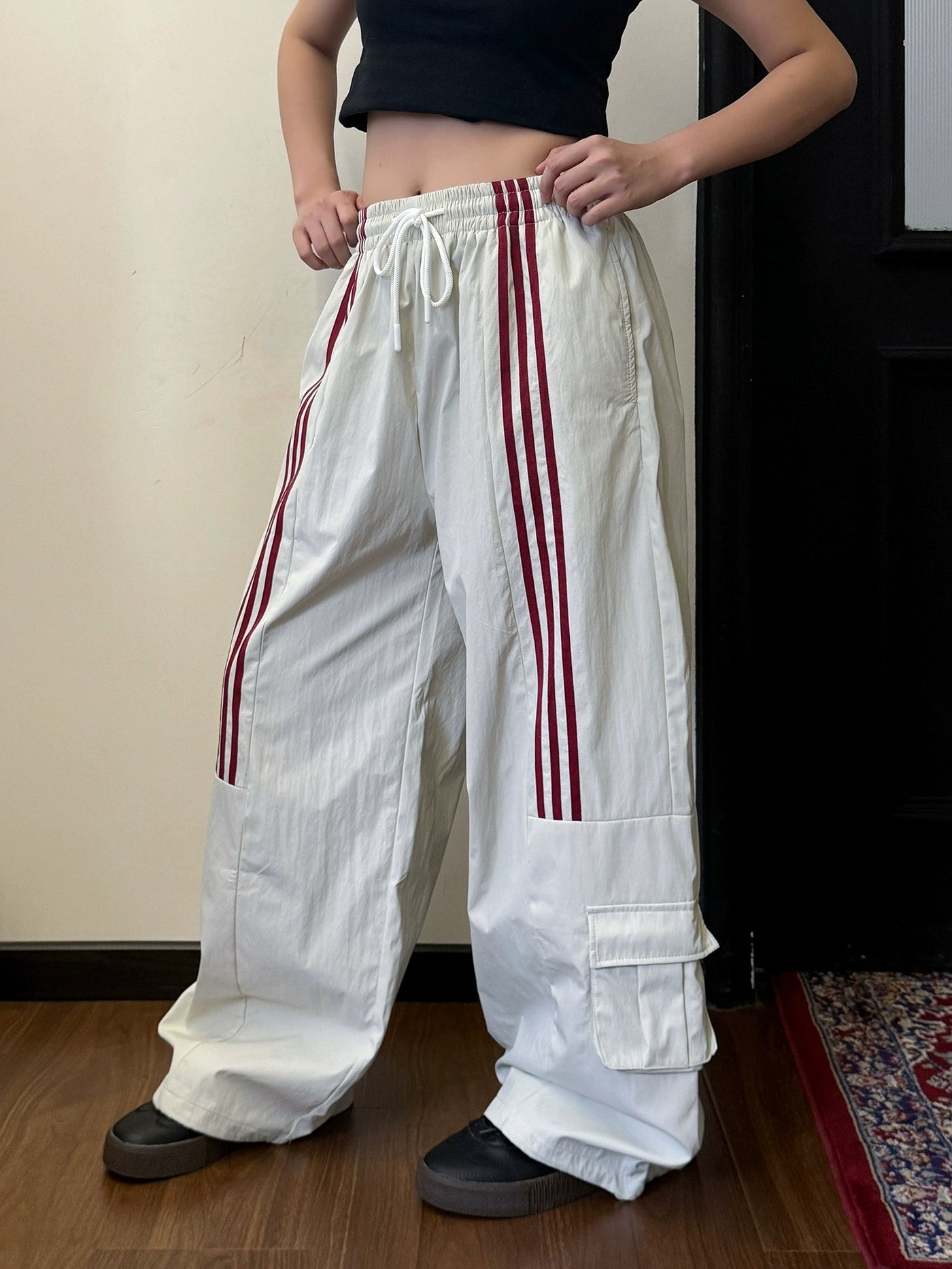 Nine Drawcord Bar Stripes Track Pants-korean-fashion-Pants-Nine's Closet-OH Garments