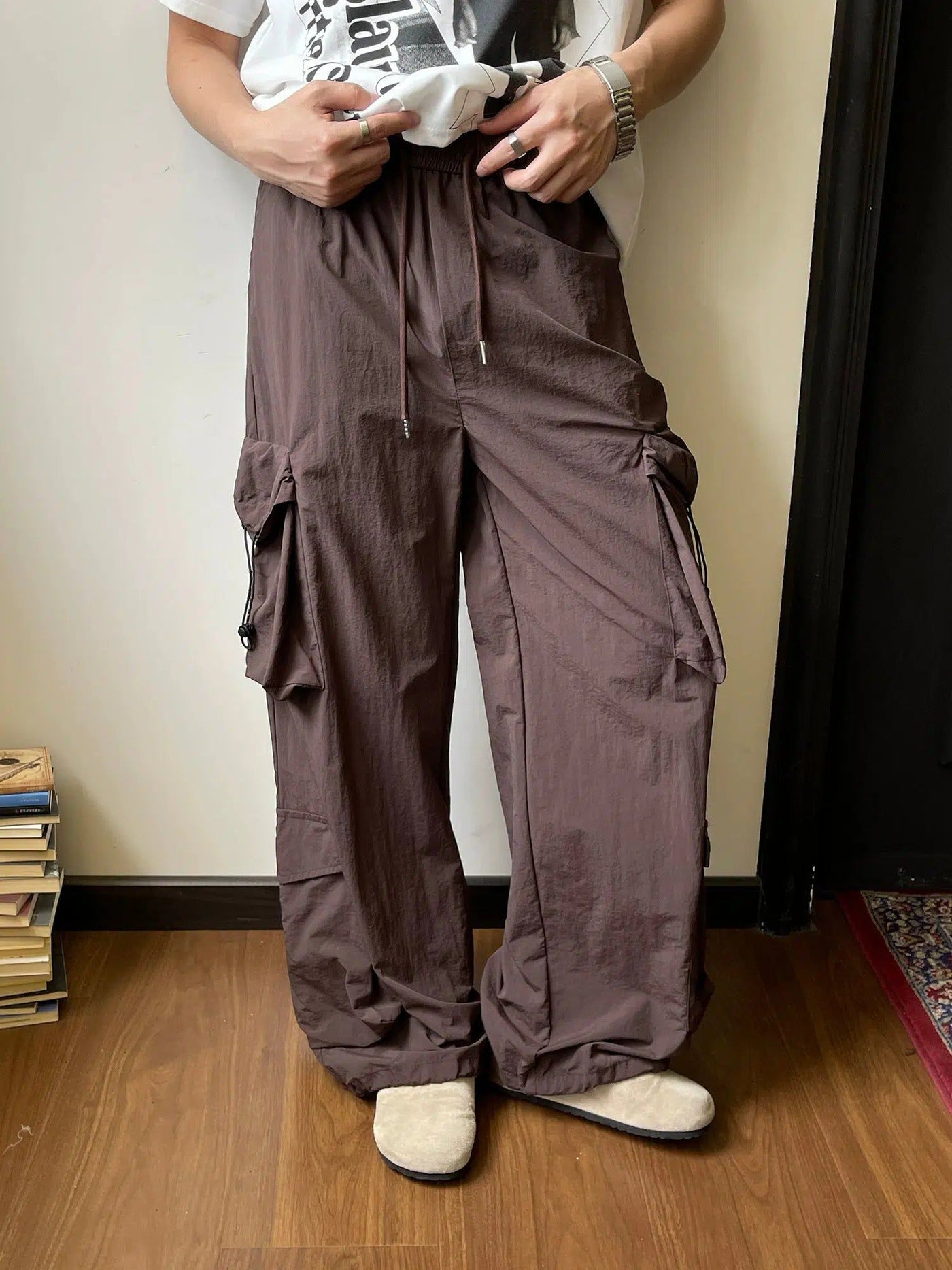Nine Drawcord Cargo Pants-korean-fashion-Pants-Nine's Closet-OH Garments