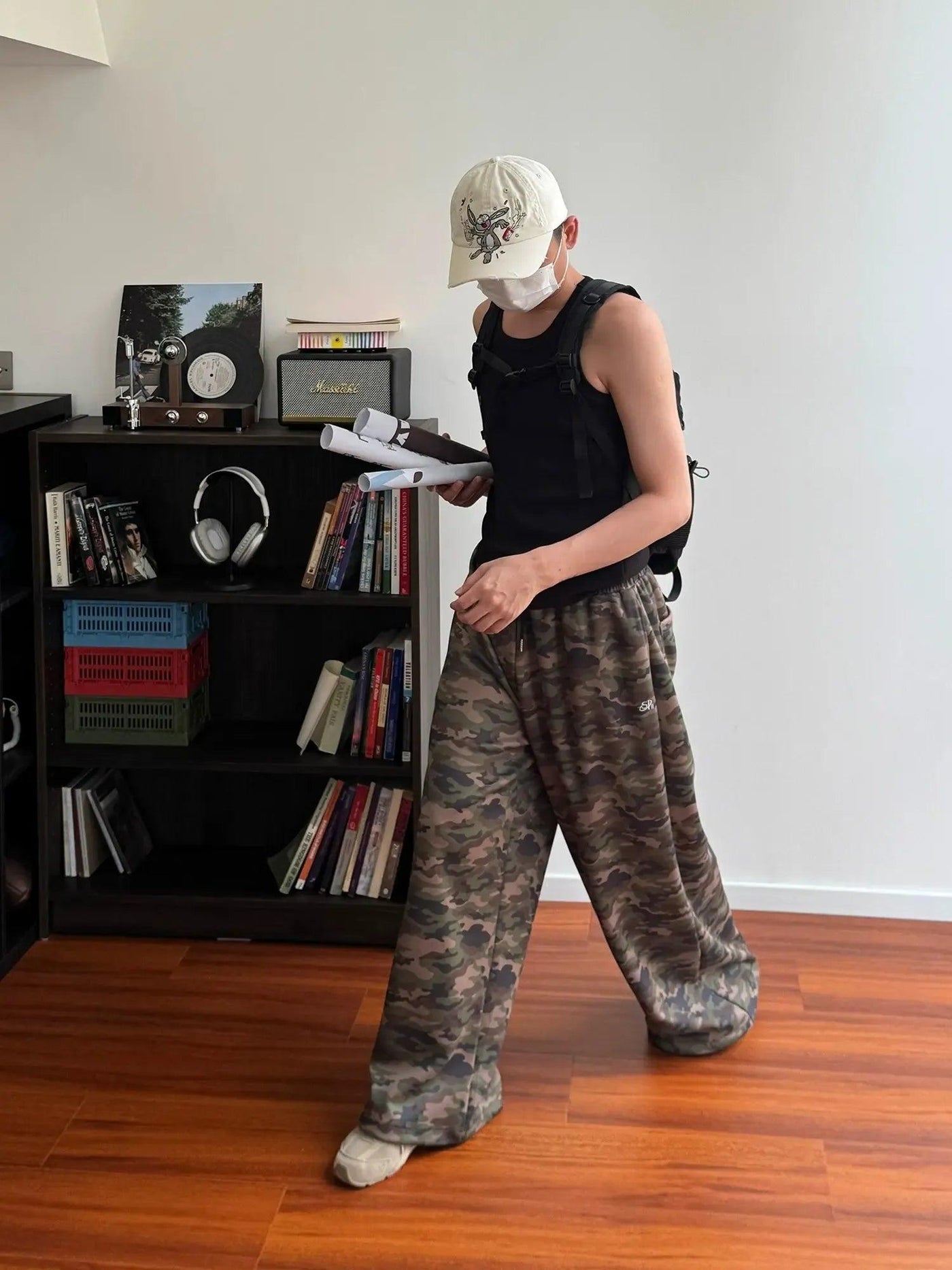 Nine Drawstring Camouflage Pants-korean-fashion-Pants-Nine's Closet-OH Garments
