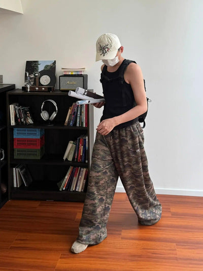 Nine Drawstring Camouflage Pants-korean-fashion-Pants-Nine's Closet-OH Garments