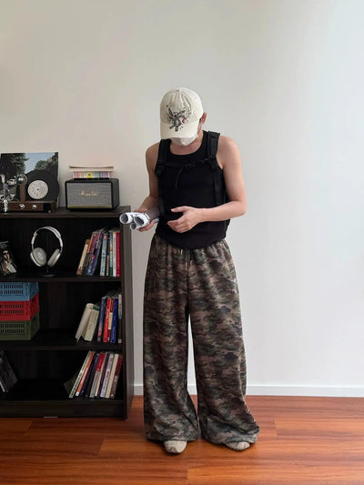 Nine Drawstring Camouflage Pants-korean-fashion-Pants-Nine's Closet-OH Garments