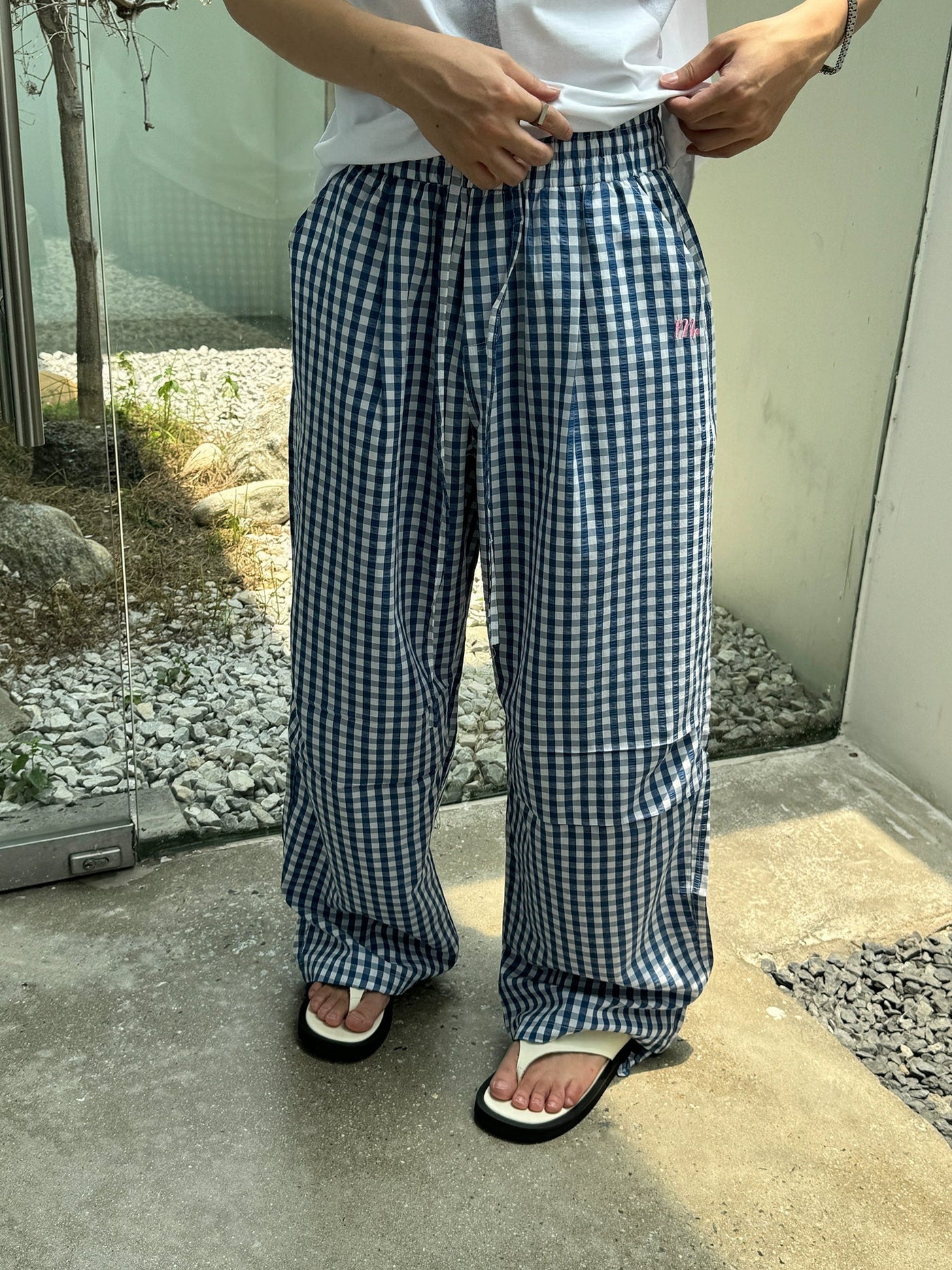 Nine Drawstring Plaid Pants-korean-fashion-Pants-Nine's Closet-OH Garments