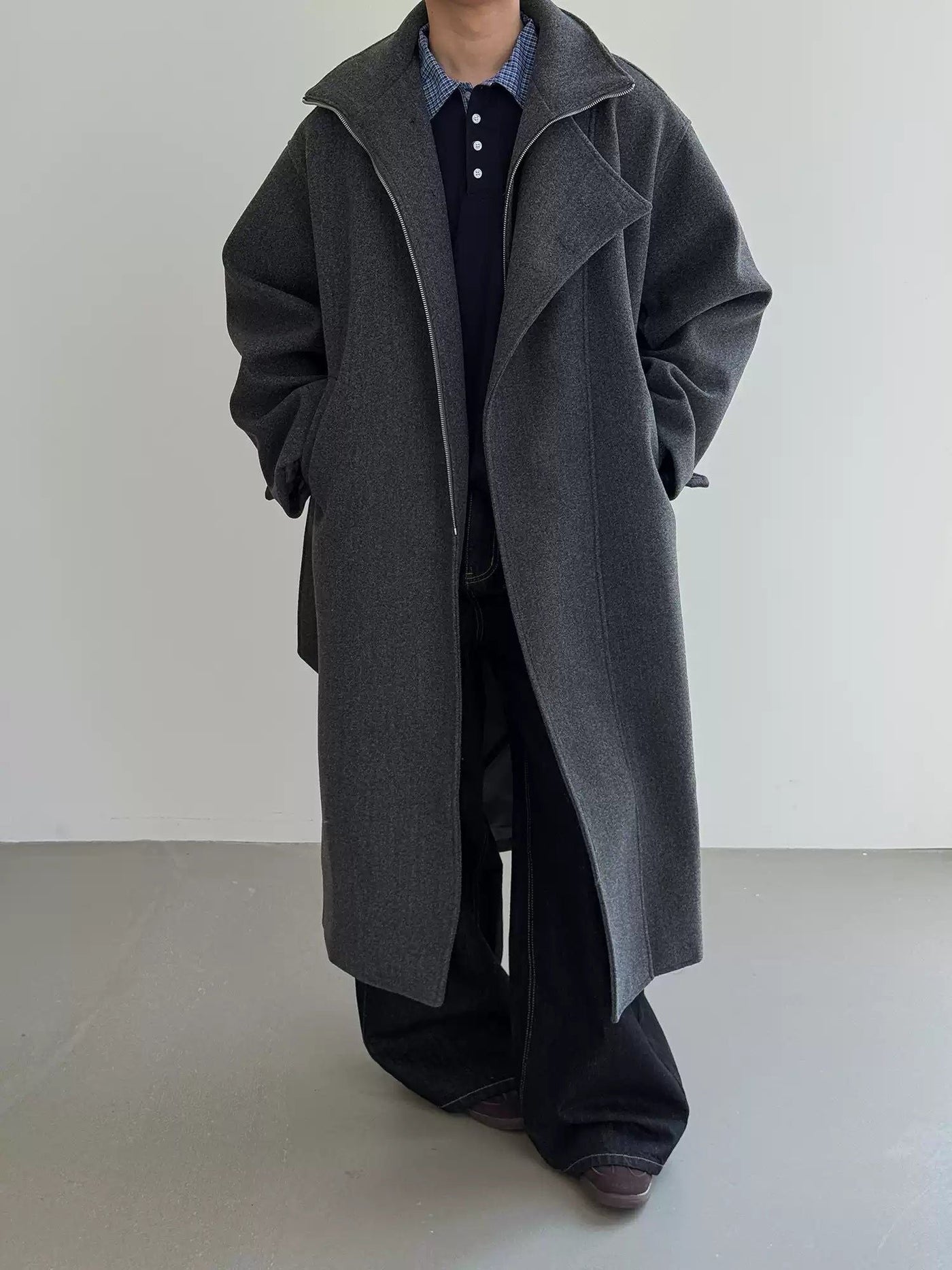 Nine Drop Shoulder Relaxed Fit Long Coat-korean-fashion-Long Coat-Nine's Closet-OH Garments