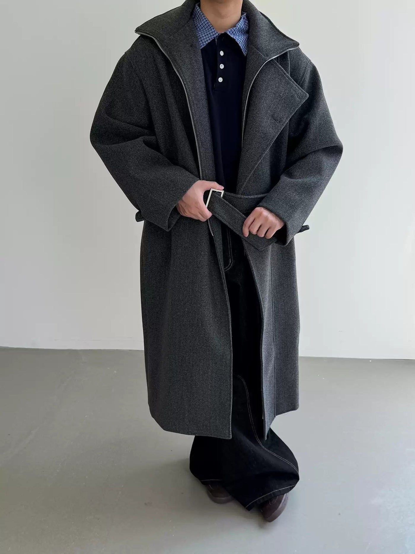 Nine Drop Shoulder Relaxed Fit Long Coat-korean-fashion-Long Coat-Nine's Closet-OH Garments