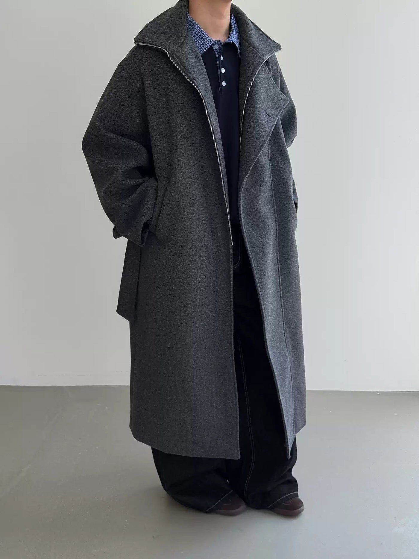 Nine Drop Shoulder Relaxed Fit Long Coat-korean-fashion-Long Coat-Nine's Closet-OH Garments