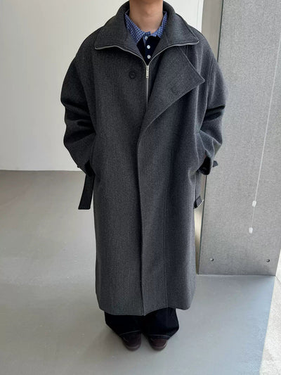 Nine Drop Shoulder Relaxed Fit Long Coat-korean-fashion-Long Coat-Nine's Closet-OH Garments