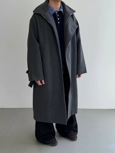 Nine Drop Shoulder Relaxed Fit Long Coat-korean-fashion-Long Coat-Nine's Closet-OH Garments