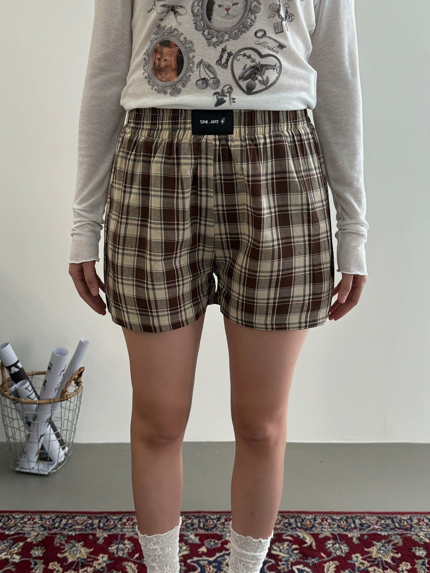 Nine Elastic Plain & Checkered Shorts-korean-fashion-Shorts-Nine's Closet-OH Garments