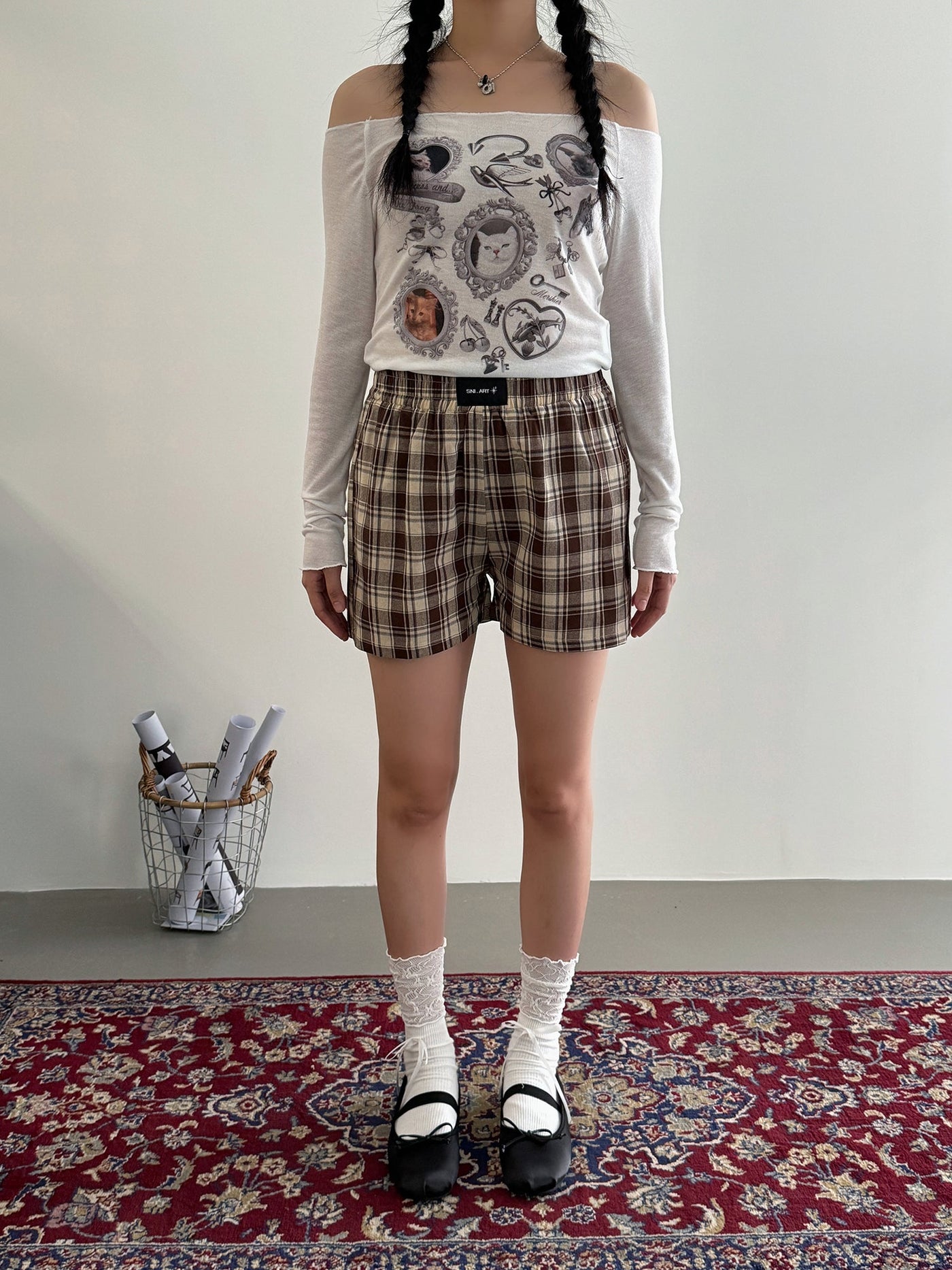 Nine Elastic Plain & Checkered Shorts-korean-fashion-Shorts-Nine's Closet-OH Garments