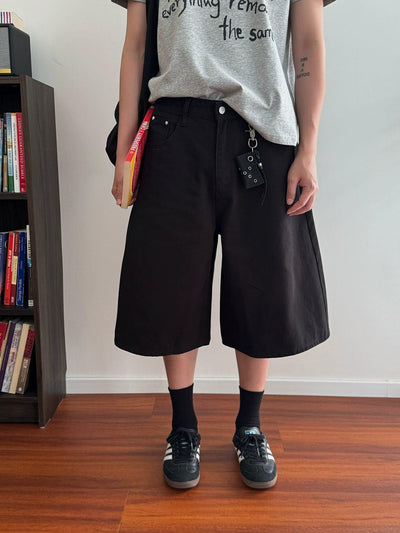 Nine Essential Mid-Length Denim Shorts-korean-fashion-Shorts-Nine's Closet-OH Garments