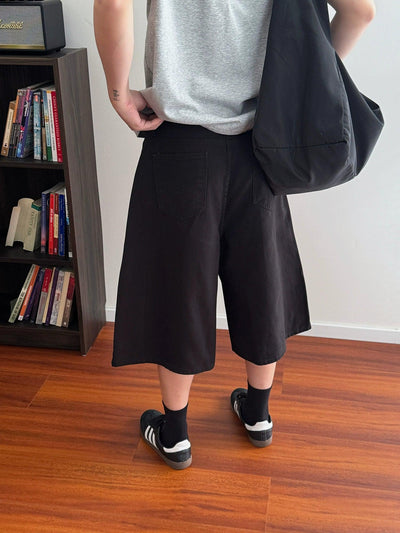 Nine Essential Mid-Length Denim Shorts-korean-fashion-Shorts-Nine's Closet-OH Garments